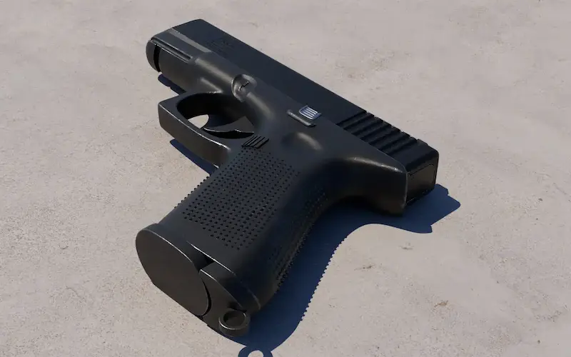 modélisation 3D mécanique Glock 19 Maya rendu réaliste