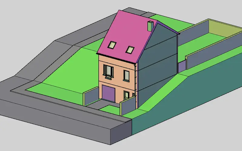 modélisation 3D architectural AutoCad 3D maison mitoyenne